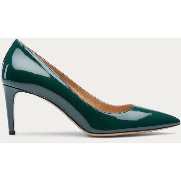 Bally Shoes - Bally Elaise Classic Pumps Green Patent Leather Pointed Toe Career Size 38